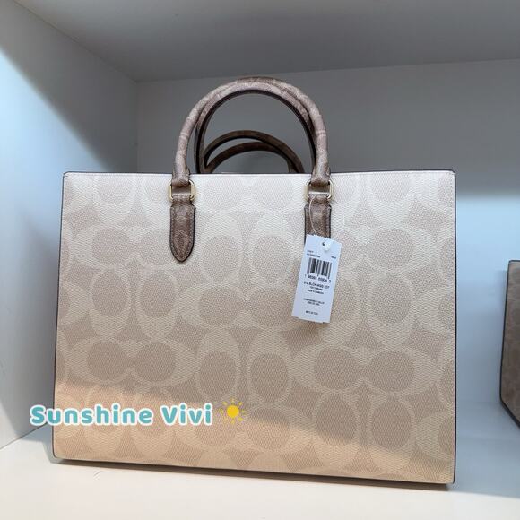 NWT Bundle Coach Chain Strap Bows Silver/Black cy260 & CY677 Large Maggie Sand - Picture 12 of 12